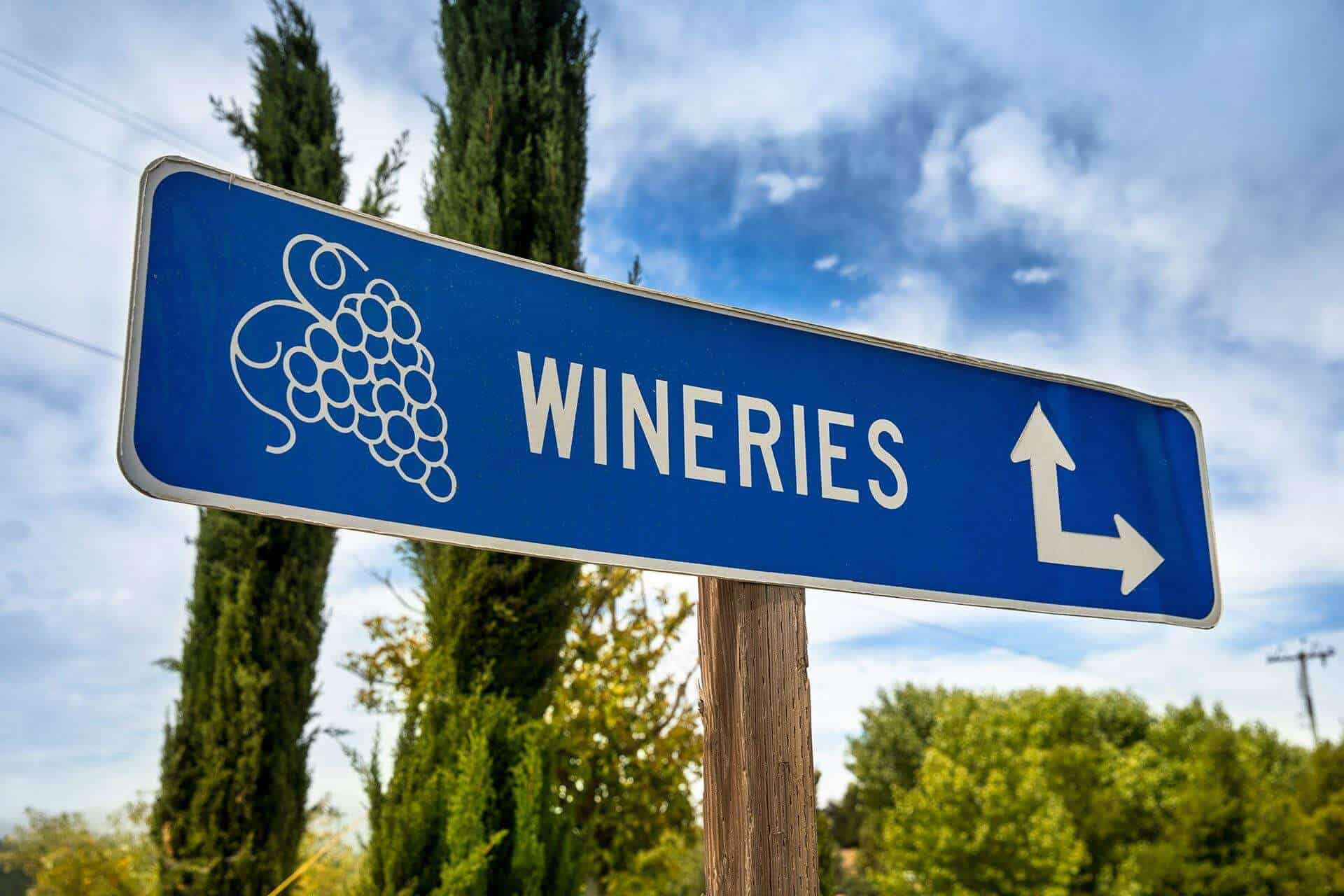 Wineries destination sign